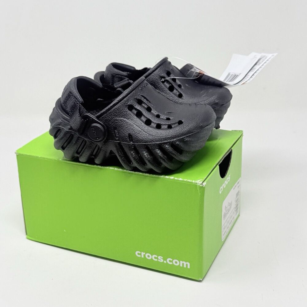 Crocs Echo Clog Shoes Toddler Baby Size 4 Black Comfort Summer Water Beach